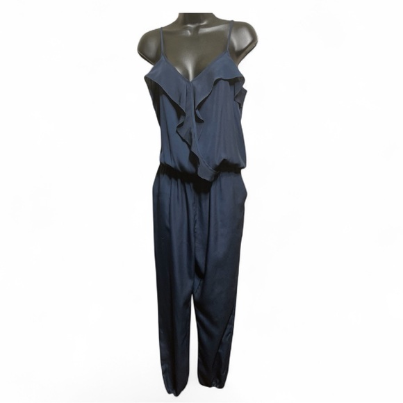Pants - Chic Midnight Blue Ruffle Jumpsuit